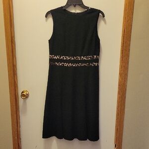 Liz Claiborne Black Dress with Animal Print Detail